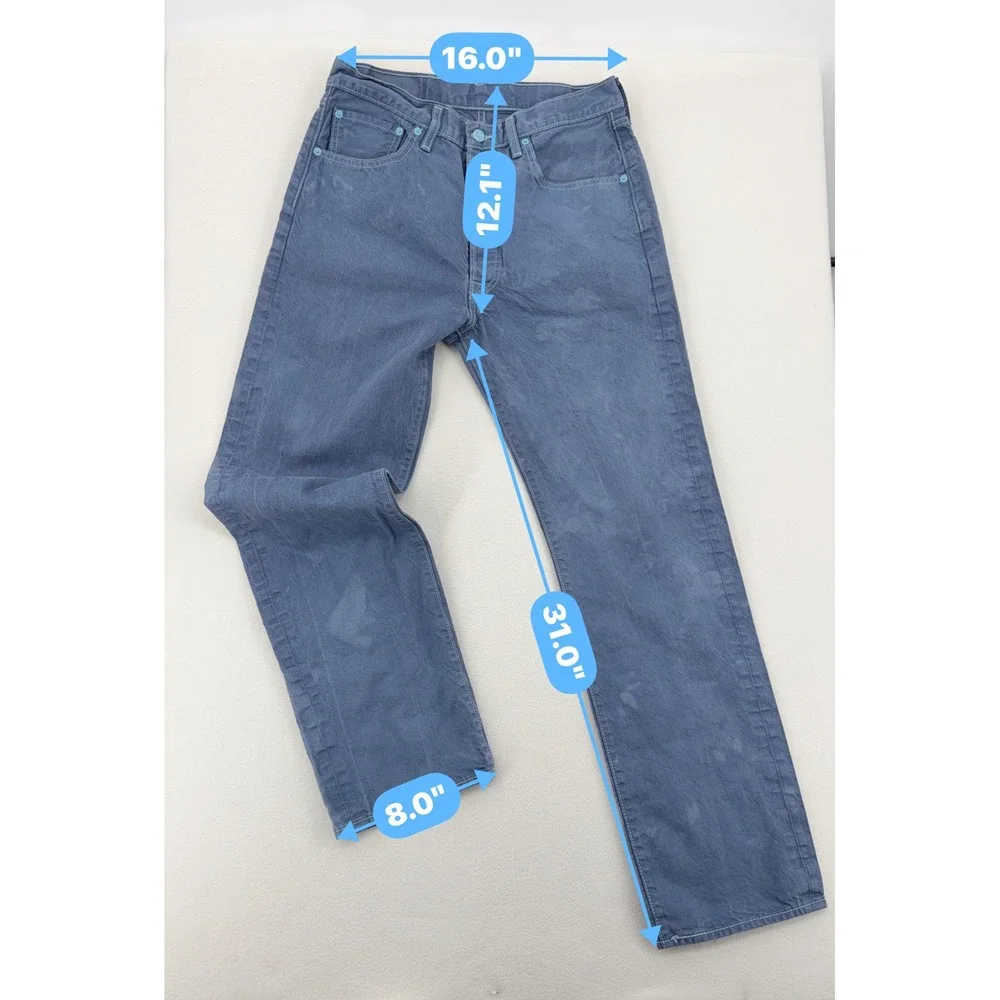 Levi's 501 Original Fit Mens W34 L34 Blue Garment Dyed Jeans